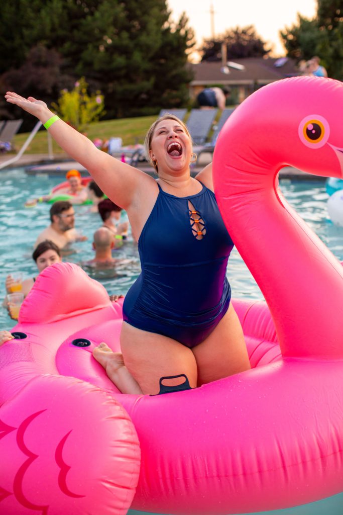 Plus size model in swimsuit